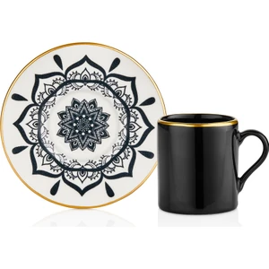 Oms Collection 11127 Çakır 12 Parça Porselen Black Altın File Fincan Takımı Siyah Gold
