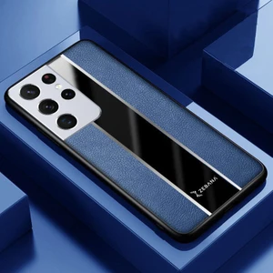 Samsung Galaxy S23 Ultra Kılıf Zebana Premium Deri Kılıf Mavi