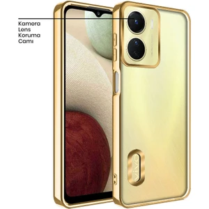 Vivo Y16 Kılıf Zebana Glint Silikon Kılıf Gold