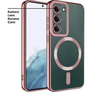 Samsung Galaxy S23 Plus Kılıf Magsafe Glint Silikon Kılıf (Kablosuz Şarj Destekli) Rose Gold