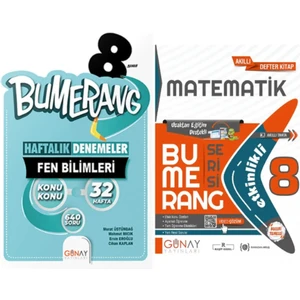 Günay Yayınları 8. Sınıf 32 Haftalık Bumerang Fen Bilimleri Deneme + Bumerang Mat Etkinlikli Akıllı