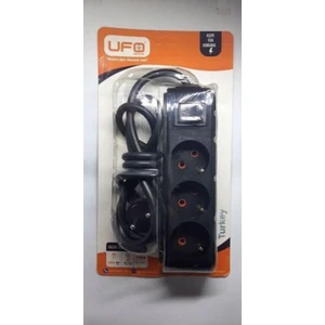 Ufo 3500 W Akım Korumalı Anahtarlı Kablolu 1.5 mt Üçlü Grup Priz Siyah