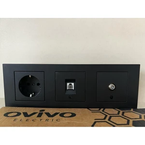 Creative Case Ovivo Siyah 3 Lü Set Topraklı Priz Numeris Uydu 3 Lü