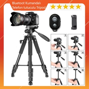 175CM Profesyonel Tripod Kamera Dslr Fotoğraf Makinesi Canon Nikon Sony Için Telefon Tutucu Bluetooth Kumandalı  Tripot