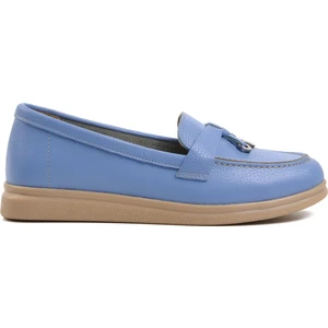 23164 Bebe-Mavisi Hakiki Deri Kadın Loafer Ayakkabı
