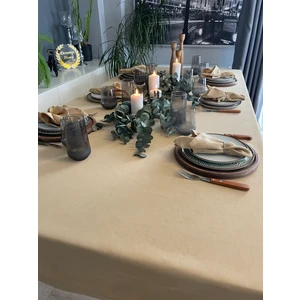 Decamor Home Soft Kumaş Dertsiz Açık Bej Bal Köpüğü Masa Örtüsü