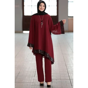 Işıl Tesettür Takım Bordo