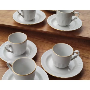 Kütahya Porselen Nescafe Fincan Takımı Yaldız ve Desenli  Kenar 9 cm