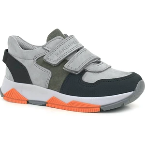 Hakiki Deri Gri Siyah Çocuk Sneakers Spor Ayakkabı