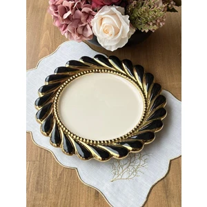 Servis Tabağı Rönesans Black Yuvarlak