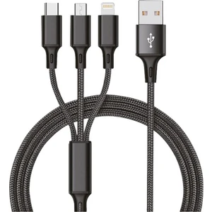 Ack-47 3in1 Lightning, Micro, Type-C Metal Başlık USB Şarj Kablosu