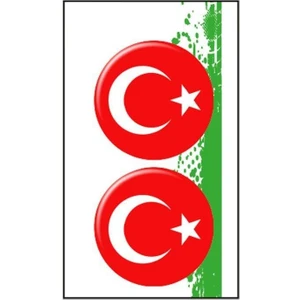 Türk Bayrağı Yuvarlak (5x5 Cm) Ikili Damla Etiket