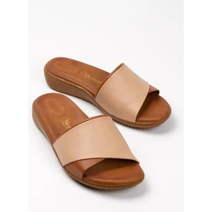 ARTI ARTI AYAKKABI ARTI-ARTI020-5000-8 Içi Hakiki Deri Ortopedik Bej-Taba Terlik