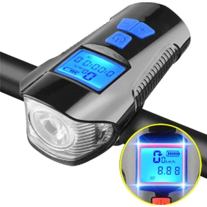 Duhalıne Bisiklet LCD Hız Gösterge Km Ekranı Su Geçirmez Şarjlı LED Işık 4 Mod Işık Korna 6 Mod Ses 3 In 1