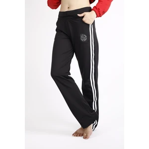 Azıcık Akıllı Kadın Siyah Beyaz Şeritli Ince Dalgıç Esnek Kumaş Cepli Yazlık Eşofman Altı 21KESAAKT2