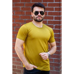 Azıcık Akıllı Erkek Koyu Sarı Basic Rahat Ince Petek Kumaş Spor Tshirt 22ETSHPORT