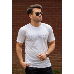 Azıcık Akıllı Erkek Beyaz El Yazısı Imza Baskı Kısa Kollu Bisiklet Yaka Erkek T-Shirt 22ETSHEYAZ