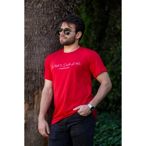 Azıcık Akıllı Erkek Kırmızı El Yazısı Imza Baskı Kısa Kollu Bisiklet Yaka Erkek T-Shirt 22ETSHEYAZ