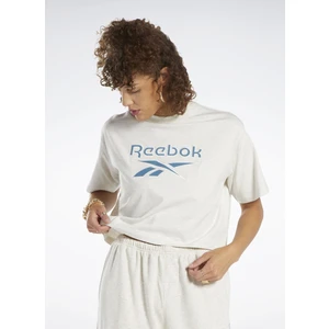 Yuvarlak Yaka Düz Ekru Kadın T-Shirt IC8094 cl Ae Bıg Logo Crop