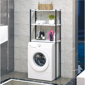 Beyaz Royal Çamaşır Makinası Üstü Düzenleyici Raf 3 Raflı Banyo Düzenleyici