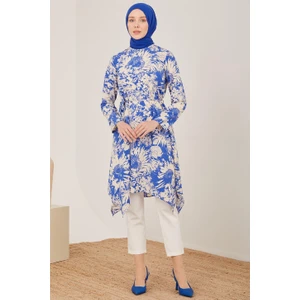 Desenli Belden Bağlamalı Tunik 23Y4461 Mavi