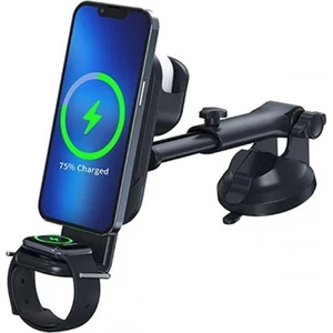 Polham 3in1 15W Magsafe Apple iPhone 12,13,14 Serisi, Airpods ve Apple Watch Kablosuz Şarjlı Telefon Tutucu