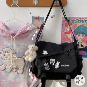 Kadın Çantalar Çanta Kapasitesi Tek Omuz Erkek Japon Harajuku Postacı Öğrenci Öğrenci Crossbody Crossbody Bag (Yurt Dışından)