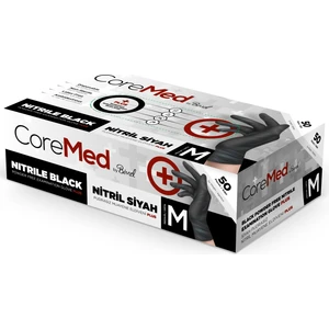 Core Med Ultra Extra Kalın Siyah Nitril Eldiven Large Beden 50 Adet 20 Kutu