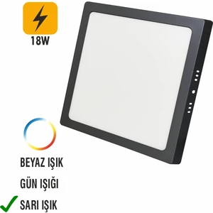 18W Sıva Üstü LED Armatür Kare -Siyah Kasa