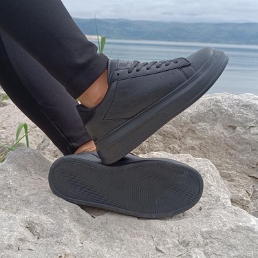 Darkstep 156 Siyah-Siyah Fuspetli Sneaker Düz Taban Spor Fiyatı