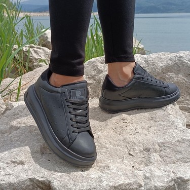 Darkstep 156 Siyah-Siyah Fuspetli Sneaker Düz Taban Spor Fiyatı