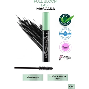 Note Cosmetics Full Bloom Lash Siyah Maskara - Tek Tek Ayırma Ve Hacim Etkili Fiber Fırça ile 9