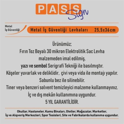 Pano Metal Yönlendirme Levhası Garaj Kapısı Park Yasak 25,5X36 cm