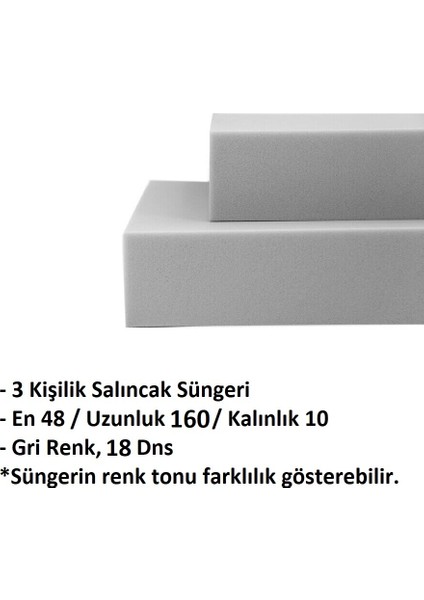 Sünger Takımı 18dns 160x48x10cm 3 Kişilik Salıncak Minderleri İçin