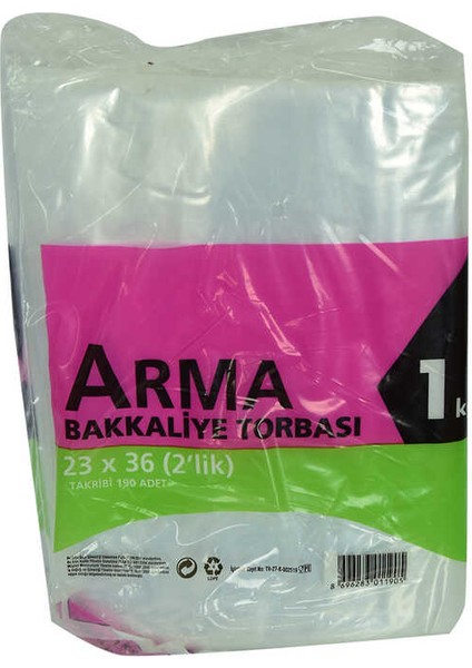 Naylon Torba Arma Şeffaf Bakkaliye Kuruyemiş Şeker Torbası 23X36 (2 Lik ) Takribi 190 Adet 1000 gr