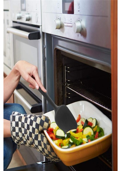6 Parça Silikon Yanmaz Yapışmaz Mutfak Pasta Silikon Fırçası Kaşık Bıçak Siyah Spatula Seti modelleri