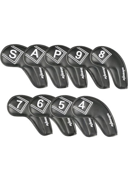 9pcs Golf Demir Kafa Anti Scratch Golf Headcover Golf Kulübü Kafa Kapağı Siyahı Kapsar (Yurt Dışından)