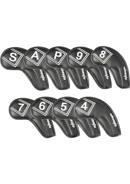 9pcs Golf Demir Kafa Anti Scratch Golf Headcover Golf Kulübü Kafa Kapağı Siyahı Kapsar (Yurt Dışından) fiyatları