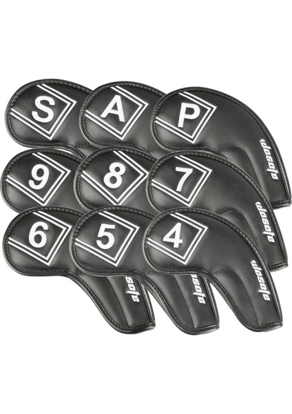 9pcs Golf Demir Kafa Anti Scratch Golf Headcover Golf Kulübü Kafa Kapağı Siyahı Kapsar (Yurt Dışından) indirimleri