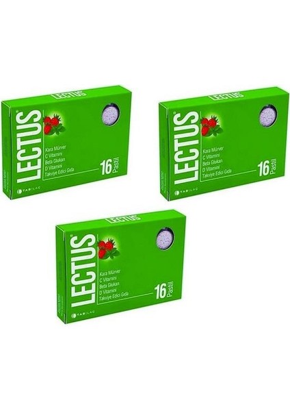 Lectus Kara Mürver Pastil 16 Adet 3'lü