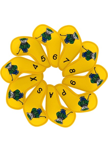 10PCS Golf Demir Headcover Koruyucu Koruma Su Geçirmez Koruyucu Koruyucu Headcover Sleeve, Sarı (Yurt Dışından)