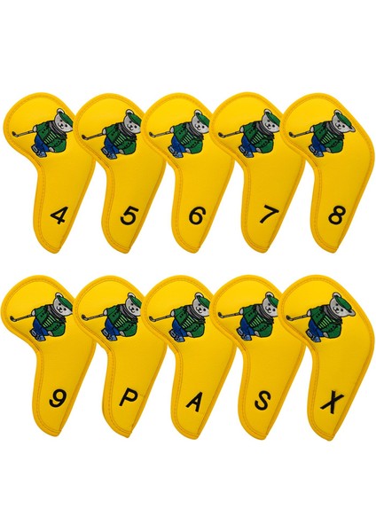 10PCS Golf Demir Headcover Koruyucu Koruma Su Geçirmez Koruyucu Koruyucu Headcover Sleeve, Sarı (Yurt Dışından) indirimleri
