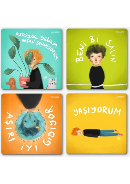 Kafka Okur 4'lü Set Bardak Altlığı-1