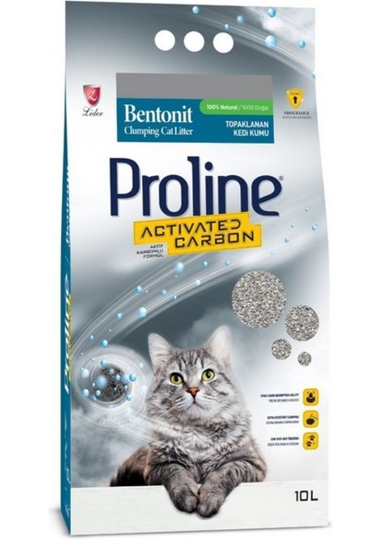 Pro Line Bentonit Kedi Kumu 10 Lt Aktif Karbonlu