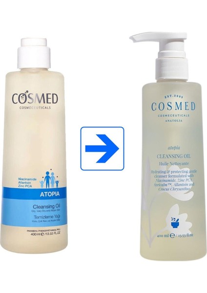Cosmed Atopia Temizleme Yağı 400 ml modelleri