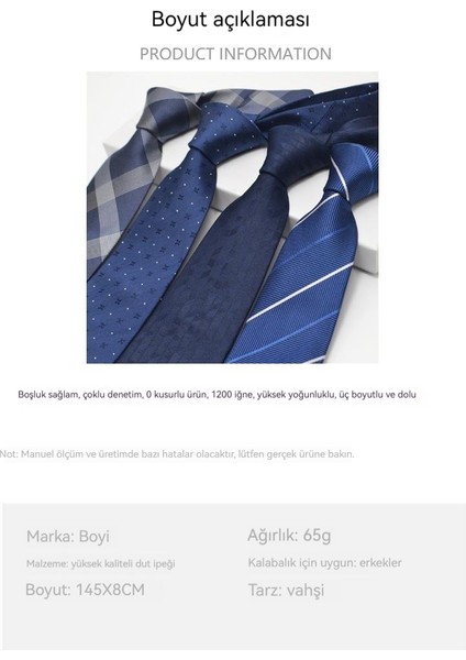 Dut Ipek High-End Iş El Yapımı Erkek Ipek Kravat Mavi Lacivert Resmi Kıyafet 8 cm (Yurt Dışından)