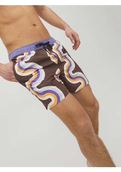 Renkli Dalga Desenli Deniz Şortu fırsatları