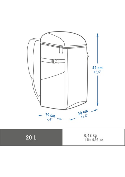 Quechua Soğutucu Sırt Çantası - 20 L - Mavi - Nh100 modelleri