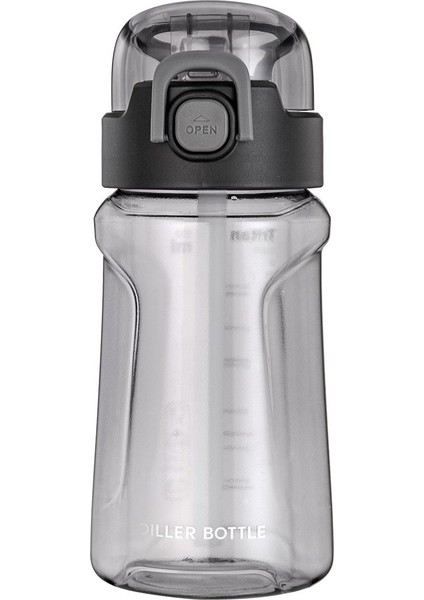 550 ml Siyah Pipetli Spor Okul ve Günlük Matara Kilitli Kapak Tritan Malzeme