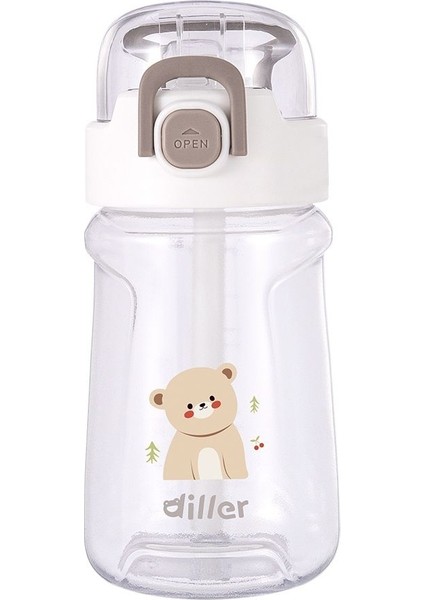 550 ml Pipetli ve Askılı Beyaz Kız ve Erkek Çocuk Matarası